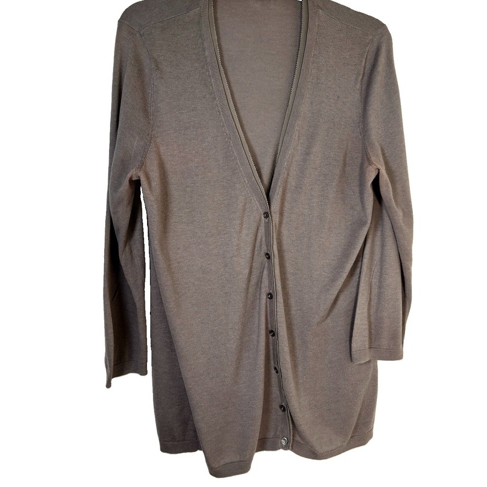 Halogen Nordstrom Button Front Longline Cardigan Sweater Gray/Taupe Sz L